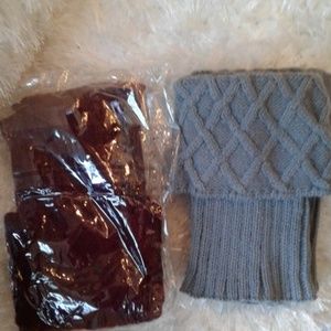 Nwot boot cuffs grey and burgundy